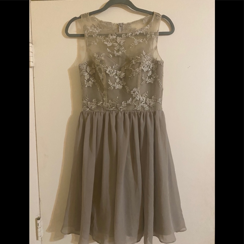 Lace overlay crepe chiffon  dress